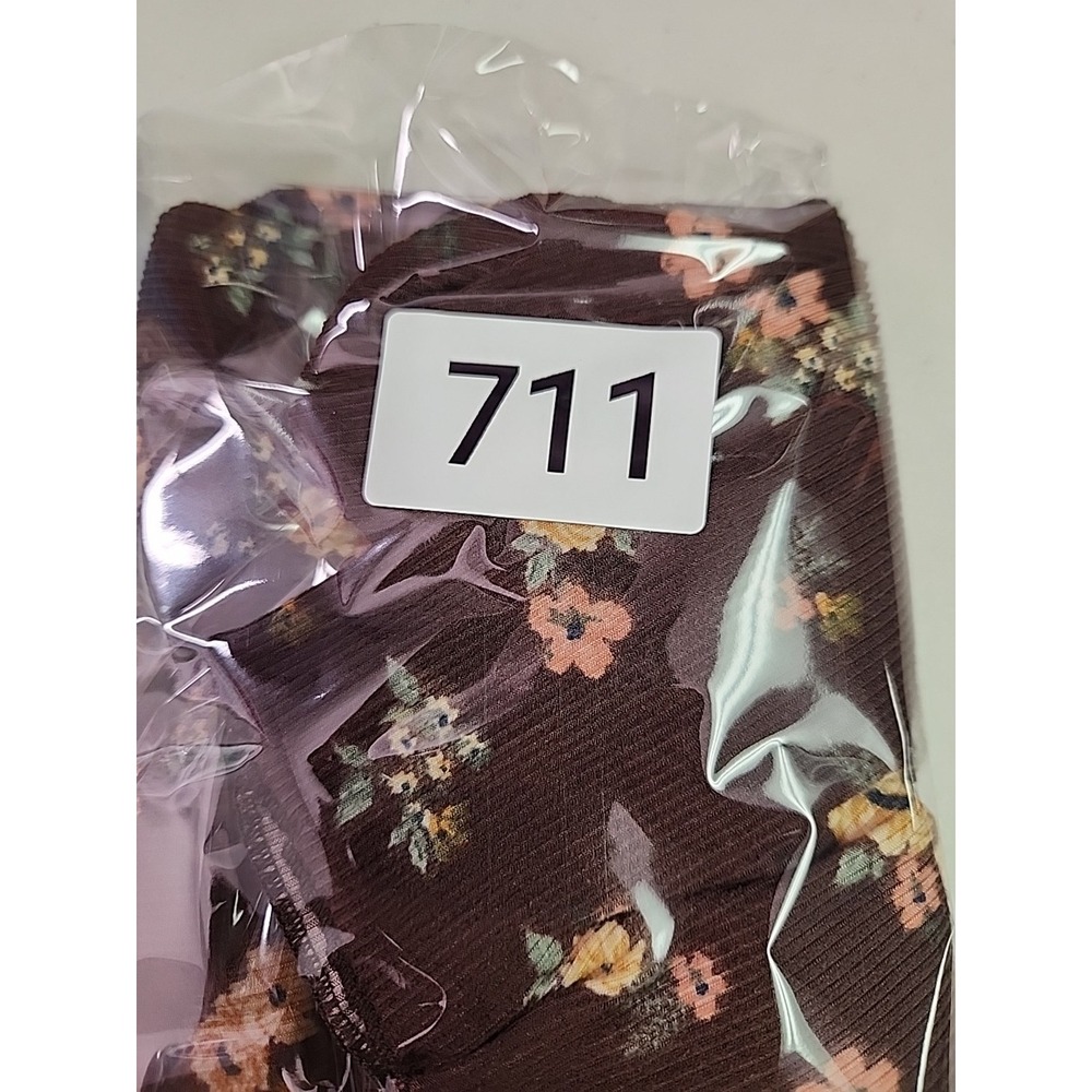 Y2K Brown Floral Baby Doll Short Sleeve Baby Tee Size Medium Cropped 90s Boho - Picture 11 of 11
